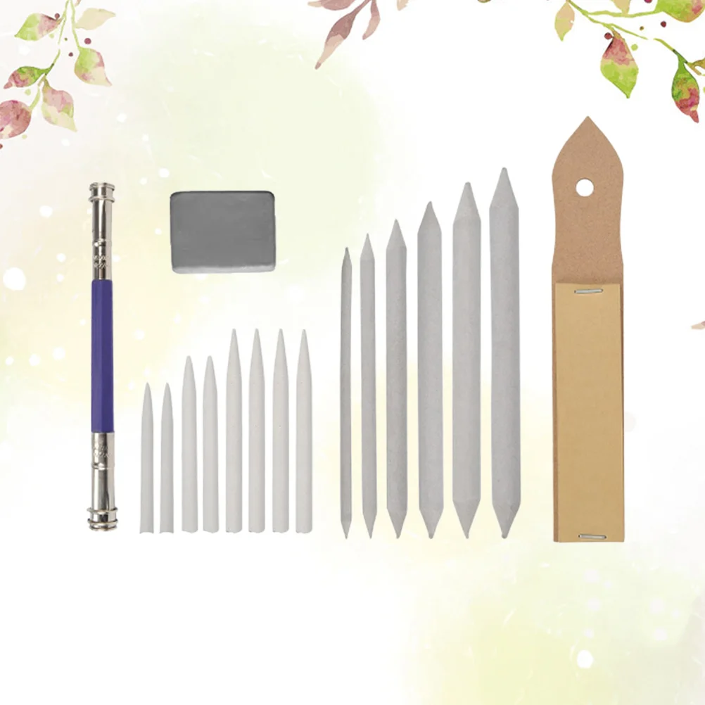 

17pcs Blending Stumps and Tortillions Set Sharpener Erasers Blenders Extension Tool for Student Sketch Drawing Accessories