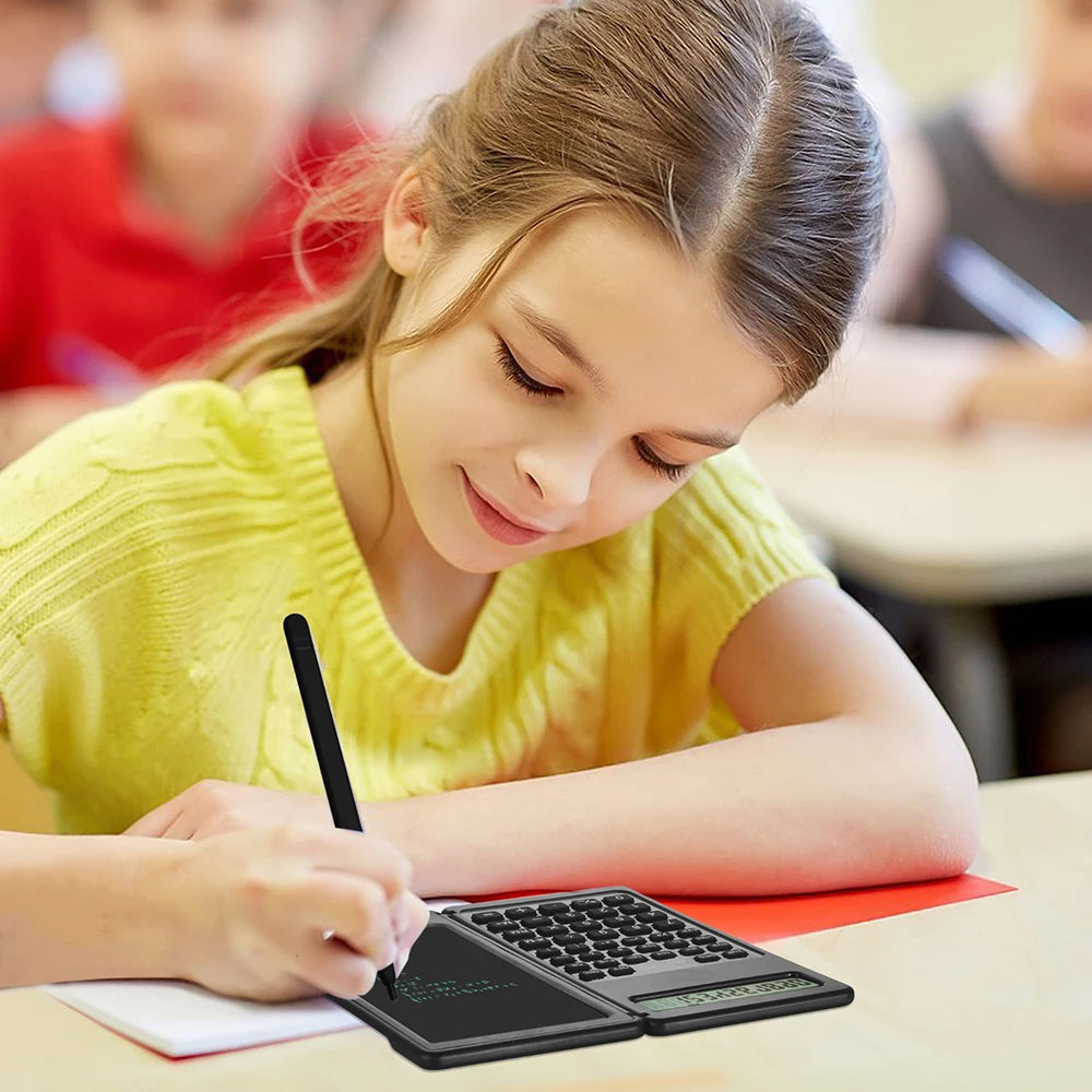 Description Picture 6 of itemNew 2 IN 1 Foldable Scientific Calculators 10 Digits LCD Display With 6 Inch Writing Tablet Stylus Pen Support Erase Button Lock