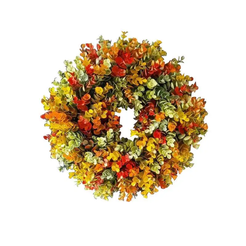 

Artificial Fall Wreath Autumn Harvest Wreath Leaves Wreath Farmhouse Harvest Wreath For Indoor Thanksgiving Party Halloween Wall