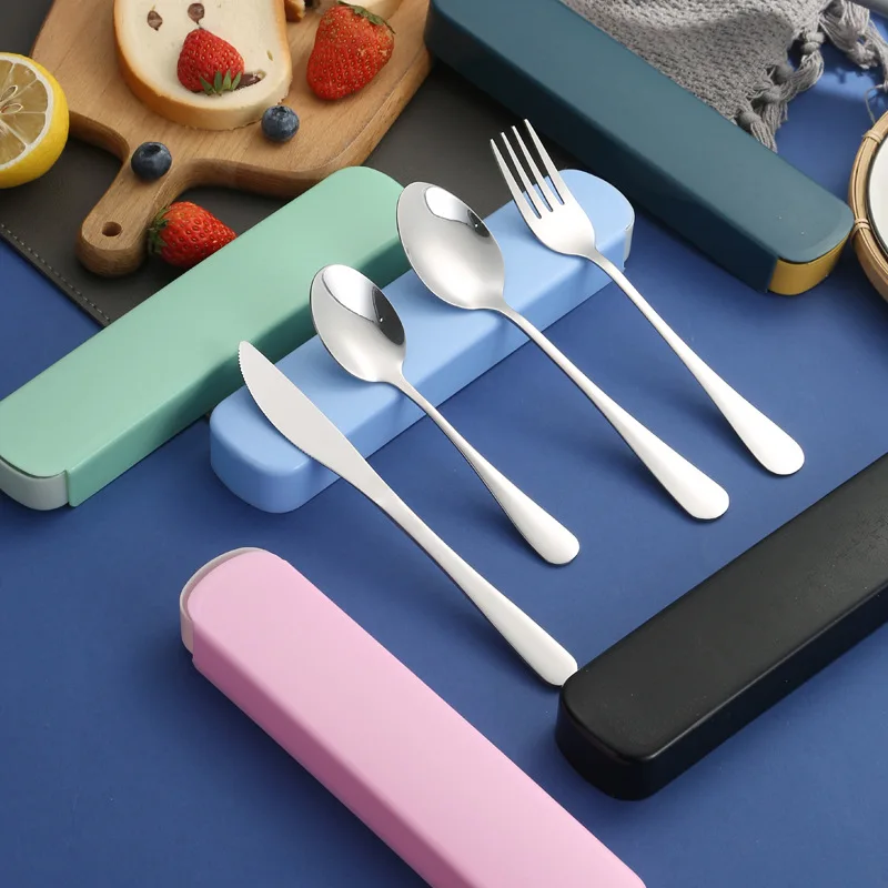 Portable Tableware Spoon Knife Fork Four-piece Set Household Simple Student Dormitory Tableware Set Fit Outdoor cutlery set western style cutlery set picnic cutlery set picnic tableware camping cutlery set wooden cutlery set ceramic dinnerware set