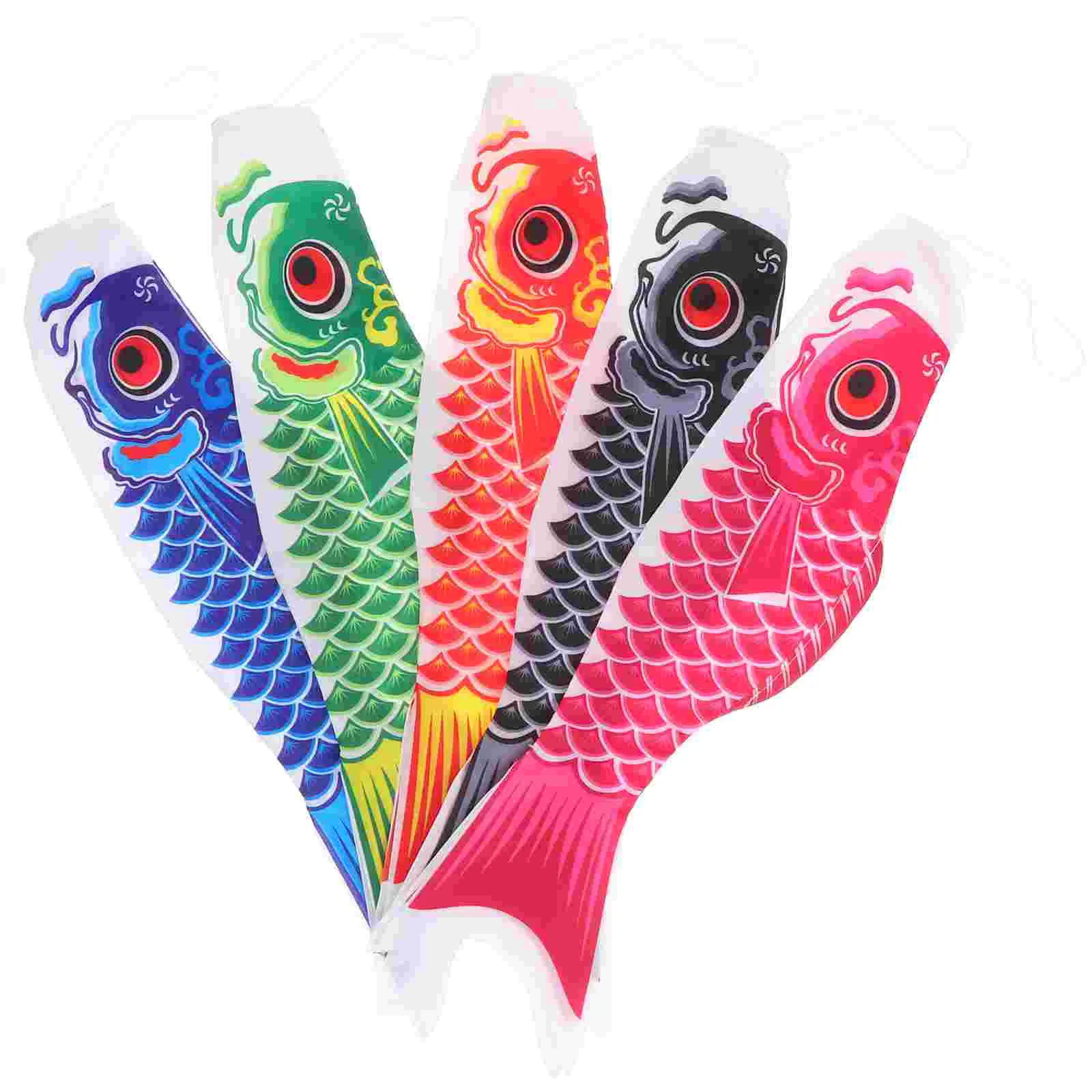 5 Pcs Carp Streamer Hanging Ornaments Outdoor Flag Japanese Windsock Garden Decor Decorativo Super Long Windsocks