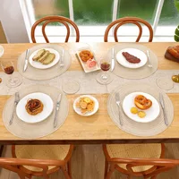 Set of 6 Round Placemats and Coasters Braided Woven Place Mats Washable Heat Resistant Table Mats and Coasters for Dining Table 5