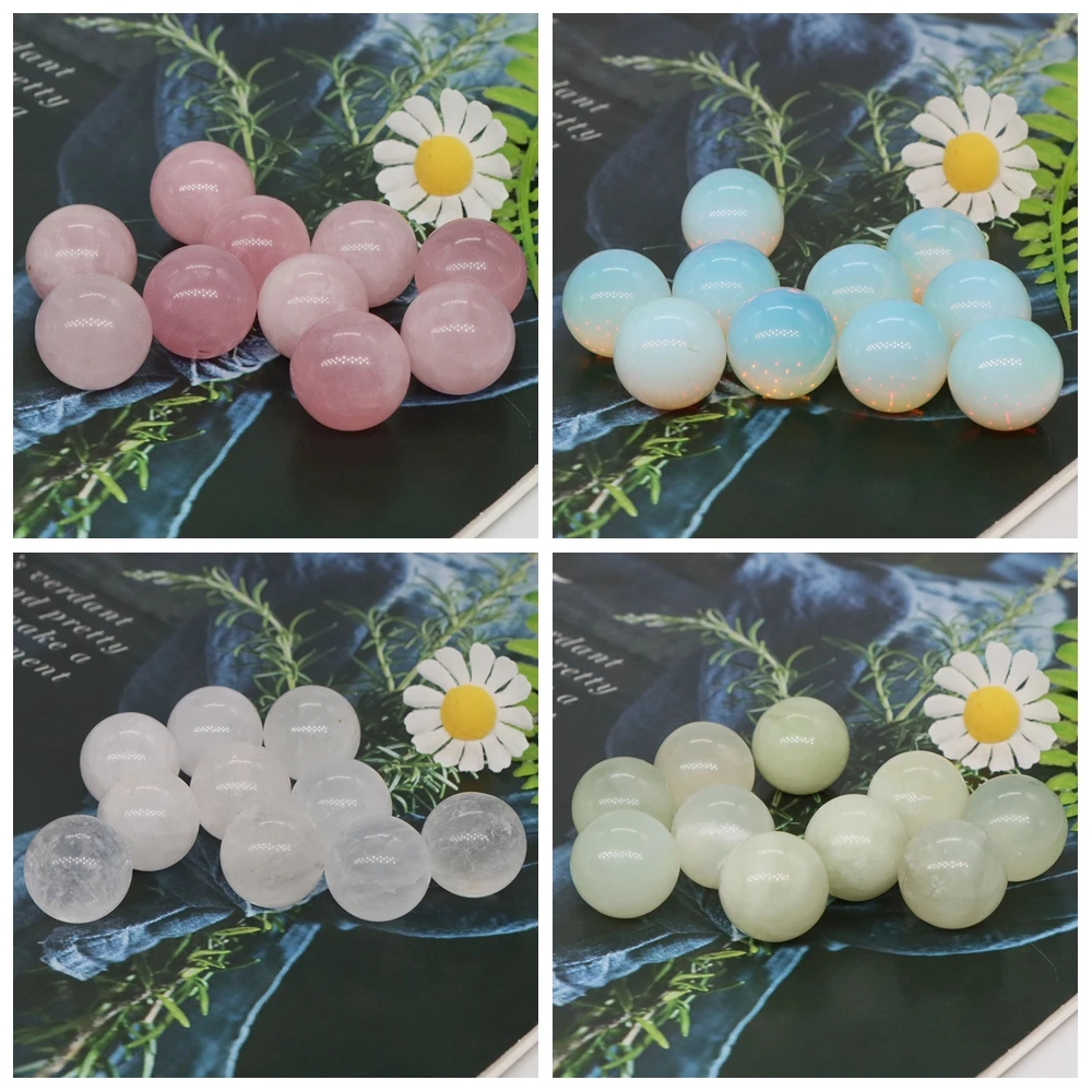 16mm Mini Crystal Ball Set Natural Gemstone Sphere Decor Pocket