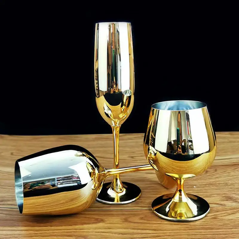 High Quality Electroplated Gold Glass Cup High Grade Crystal Glass Champagne Mug Drinking Glasses for Drinks Wineglass Wine Cups