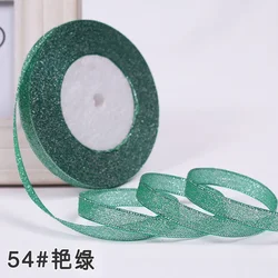 Gold & Silver Glitter Ribbon Set - 6 Sizes, 25 Yards for Gift Wrapping & DIY Crafts (10mm 54Bright Green)