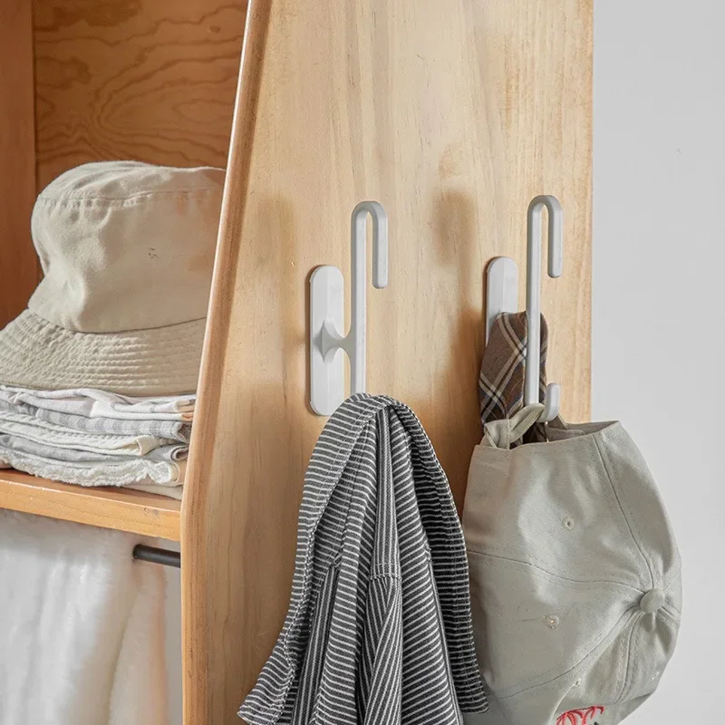 

Bathroom Accessories Wall Hooks Wall Double Layer Hook Strong Door Coat and Hat Hook Household Kitchen Bathroom Scratch Hook