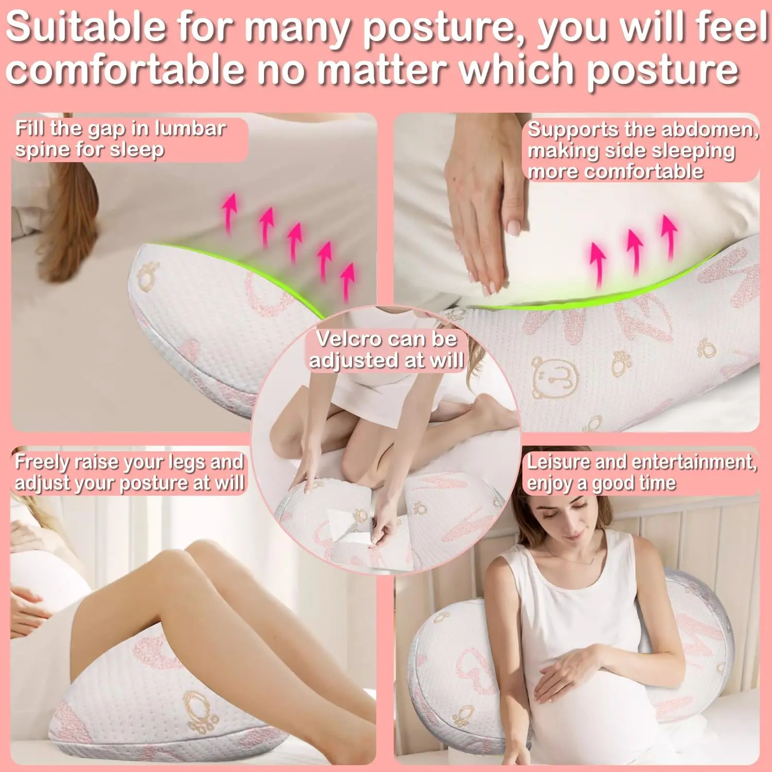 Pregnant Women's Pillow to Protect the Waist Side Sleeping Pillow to Support the Abdomen H-shaped Sleeping Side Cushion P