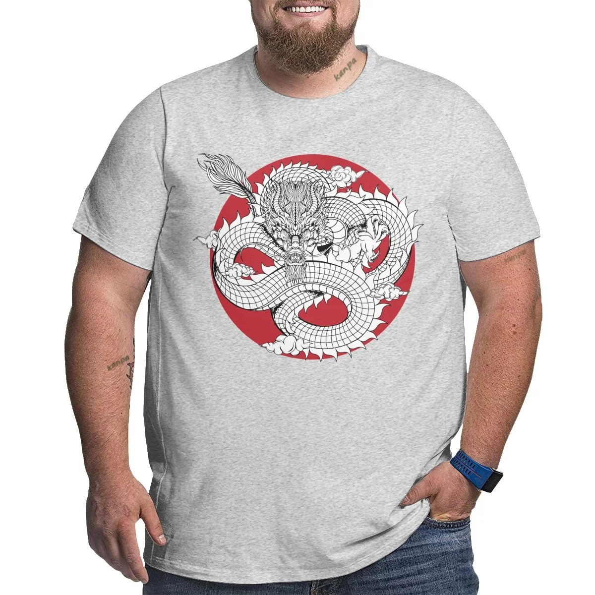 

Футболка мужская оверсайз с принтом дракона, модная тенниска из хлопка с коротким рукавом, размеры 5XL, верхняя одежда