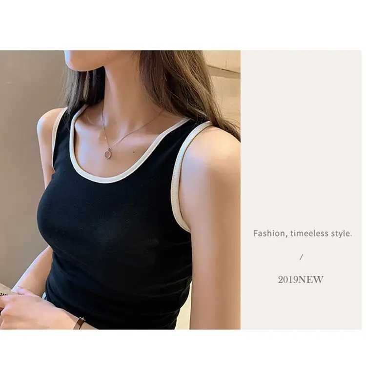 Sport Weste Baumwolle Tank Soft Top Für Frauen Sommer Outfits Enge Sexy Tank Top Gestrickte Unten Hemd Ärmelloses Top Für Oberbekleidung – Detail 12