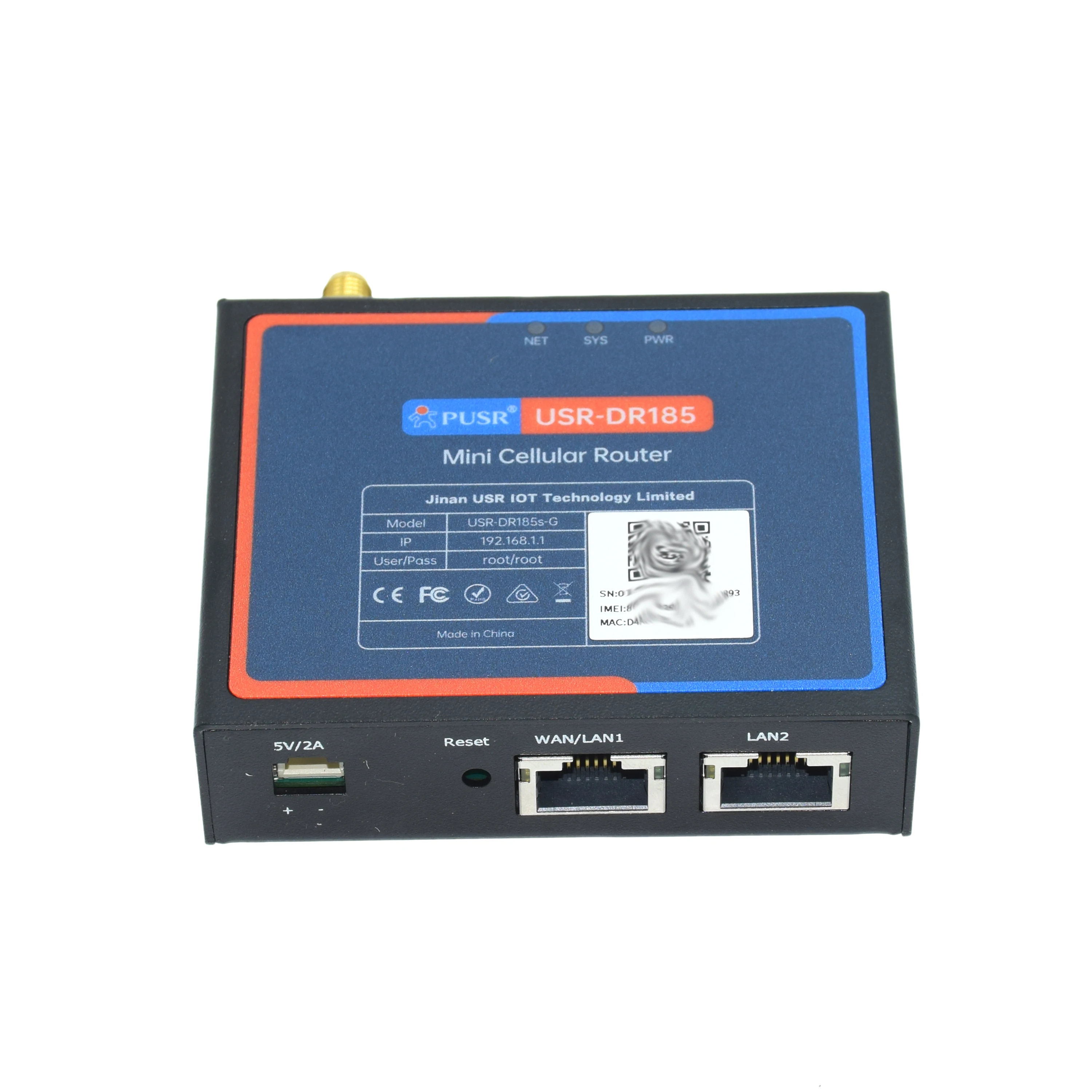 산업용 4G LTE Cat1 셀룰러 라우터 100Mbps RJ45 포트 USR-DR185s-G