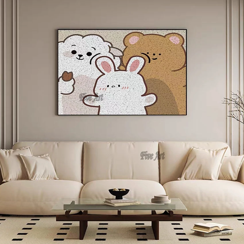 

100% Handmade Cute Cartoon Animals High Quality Oil Painting, Kids Room Decoration ,Wall Pictures Canvas Modern Art, Designs
