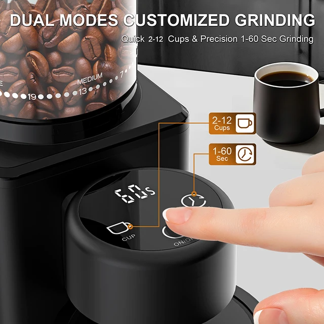 Automatic Conical Burr Coffee Grinder Touchscreen Control Coffee Bean Grinding with 25 Precise Settings for French Press Espress 3