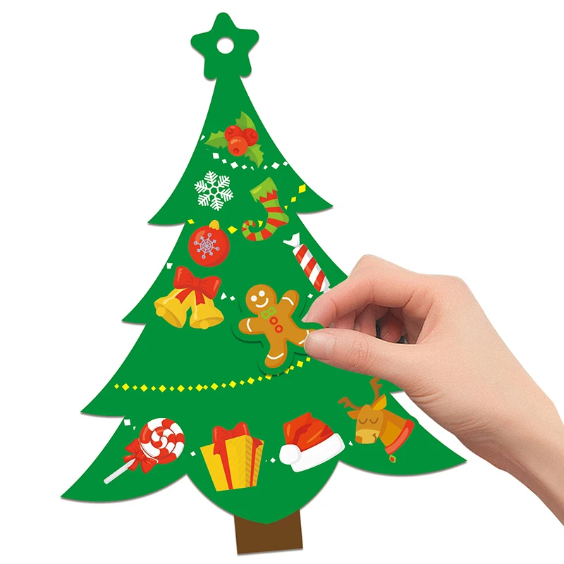 24 Sets Christmas Tree DIY Craft Kit - Create Your Own Holiday Greeting Cards with Stickers, Perfect for Xmas Party Kids Gift