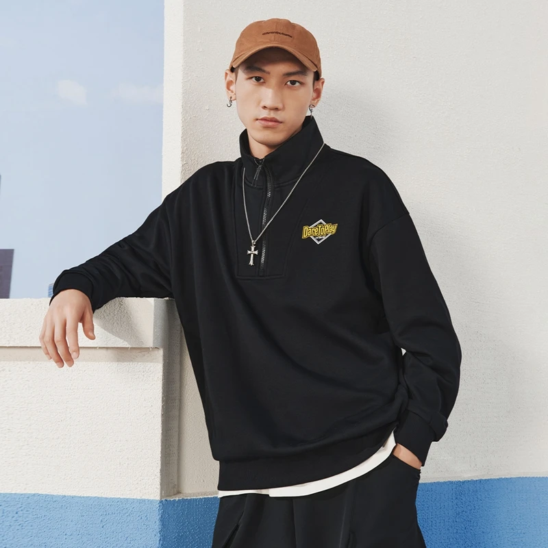 Xtep Pullover Sweater Male And Female Winter Stand-Up Collar