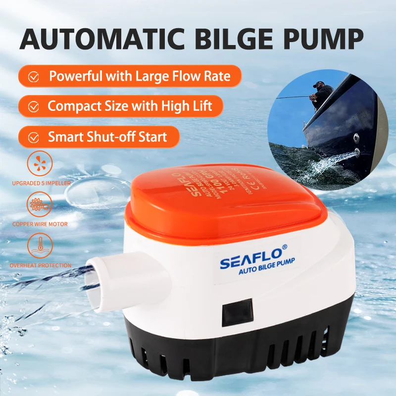 SEAFLO – pompe de drainage de cale Marine 12V, submersible, petite hors-bord DC, faible niveau d'eau, automatique, 24V