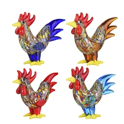 Arte colorida de vidro feito à mão do galo, decoração da mesa do ornamento do natal, decoração da casa, favores da tabela, favores da festa