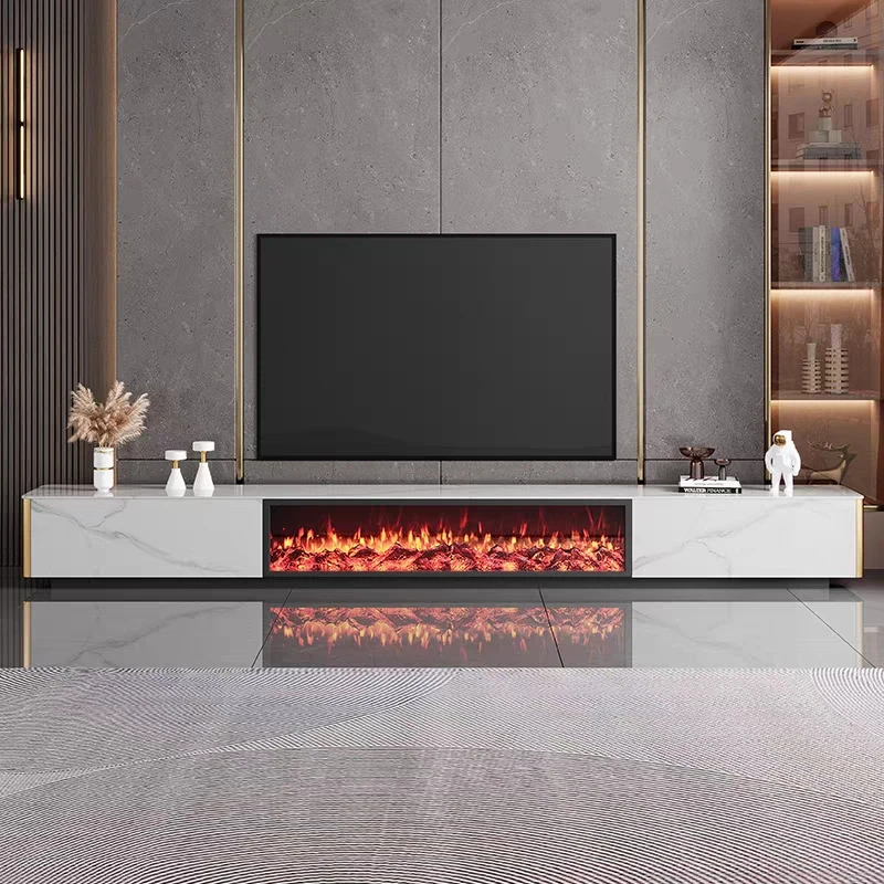 Mueble de TV de piedra sinterizada, chimenea eléctrica, llama simulada,  sala de estar, armario de almacenamiento doméstico, mesa de centro, nuevo -  AliExpress