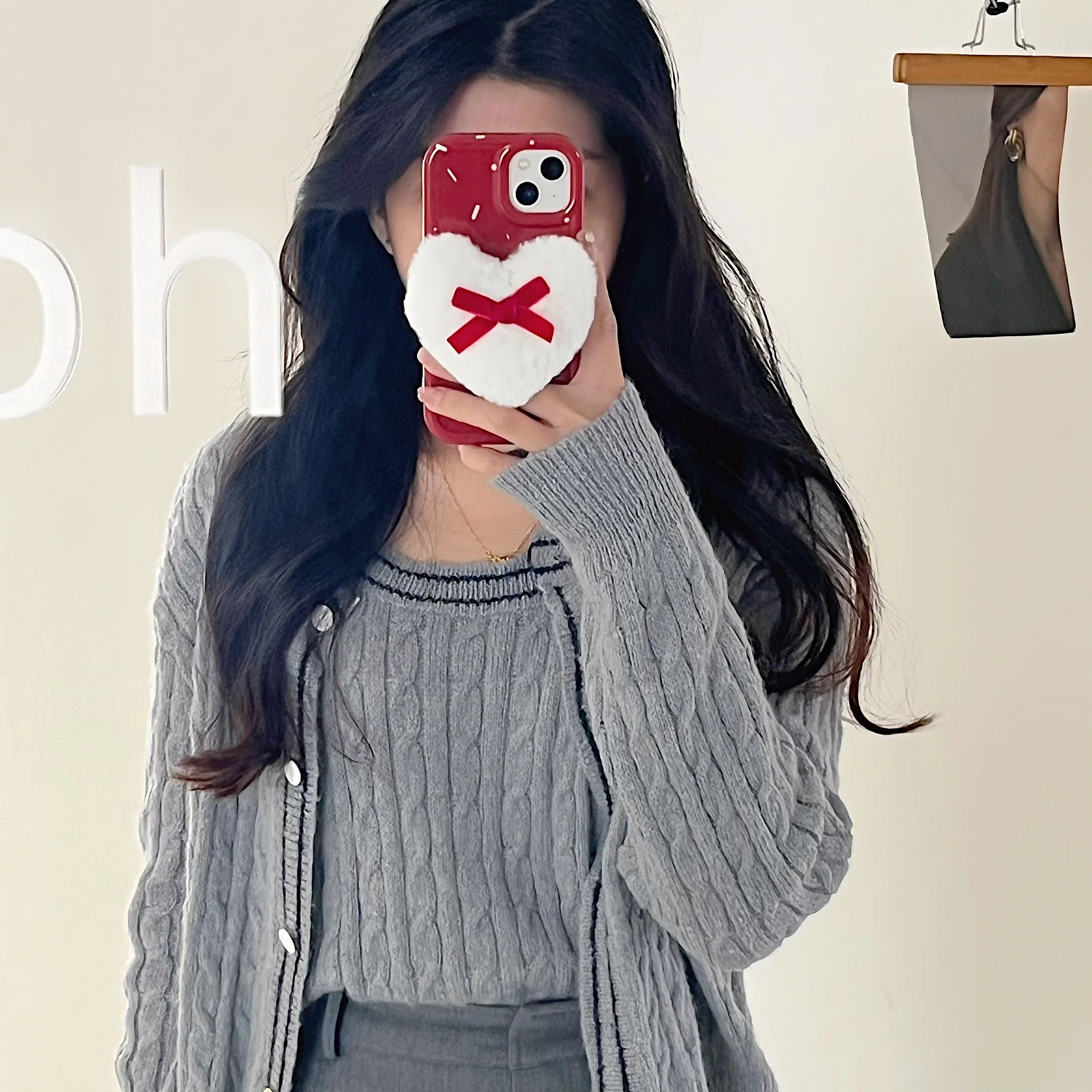 Sfondo Rosso Linee Bianche Stereoscopiche Love Bowknot Cover Case Per Iphone 15 14 13 12 Pro Max Phone Case