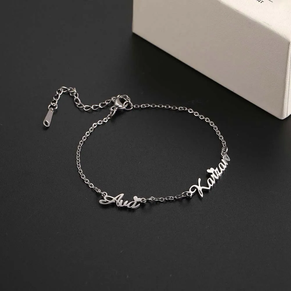 Fishhook Personalized Bracelet Custom Multi-name Name Family Bangle Gift For Women Man Kid Child Stainless Steel Jewelry