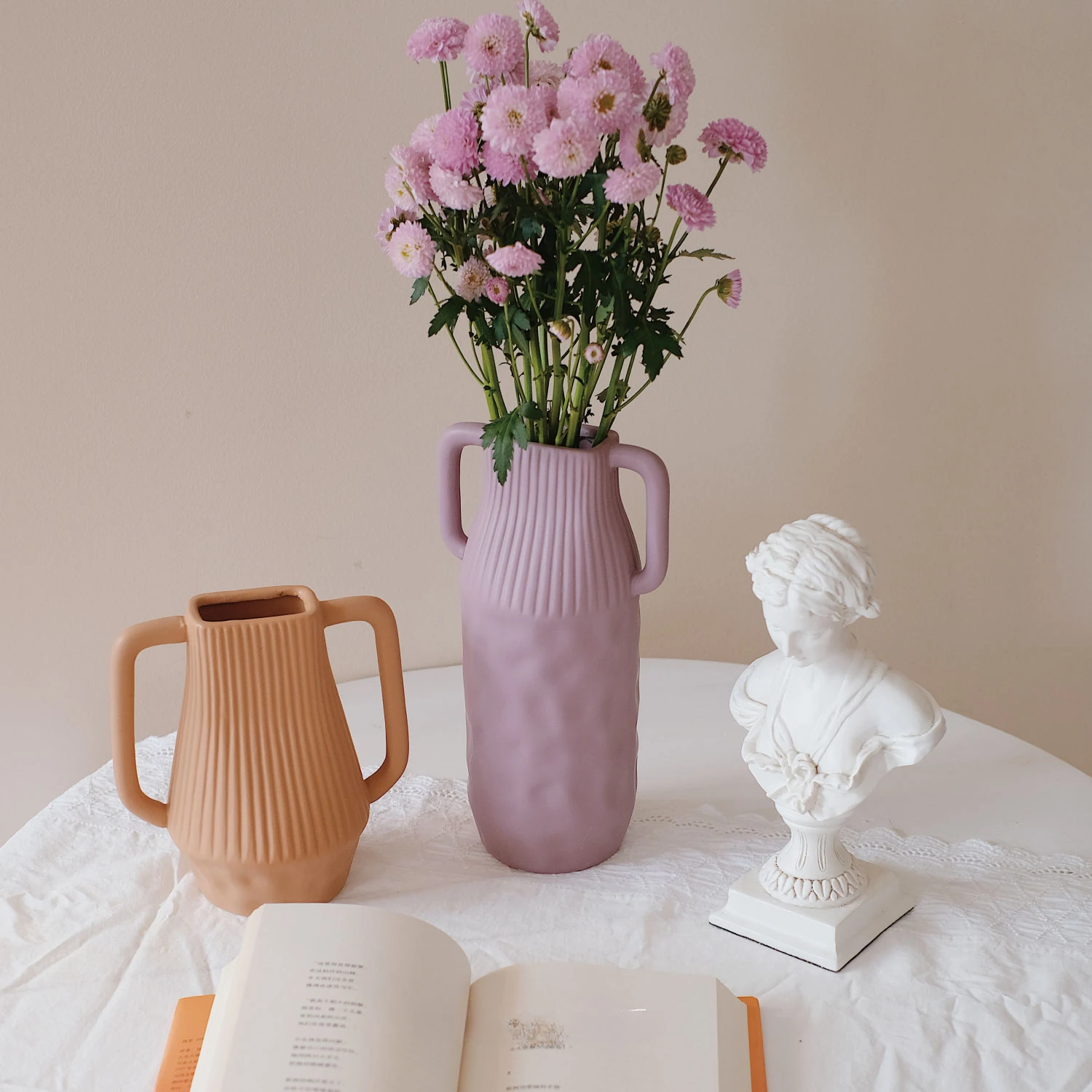 

Ceramic vases, Nordic minimalist Morandi decorations, creative living room, home dried flowers, hydroponic flower arrangement