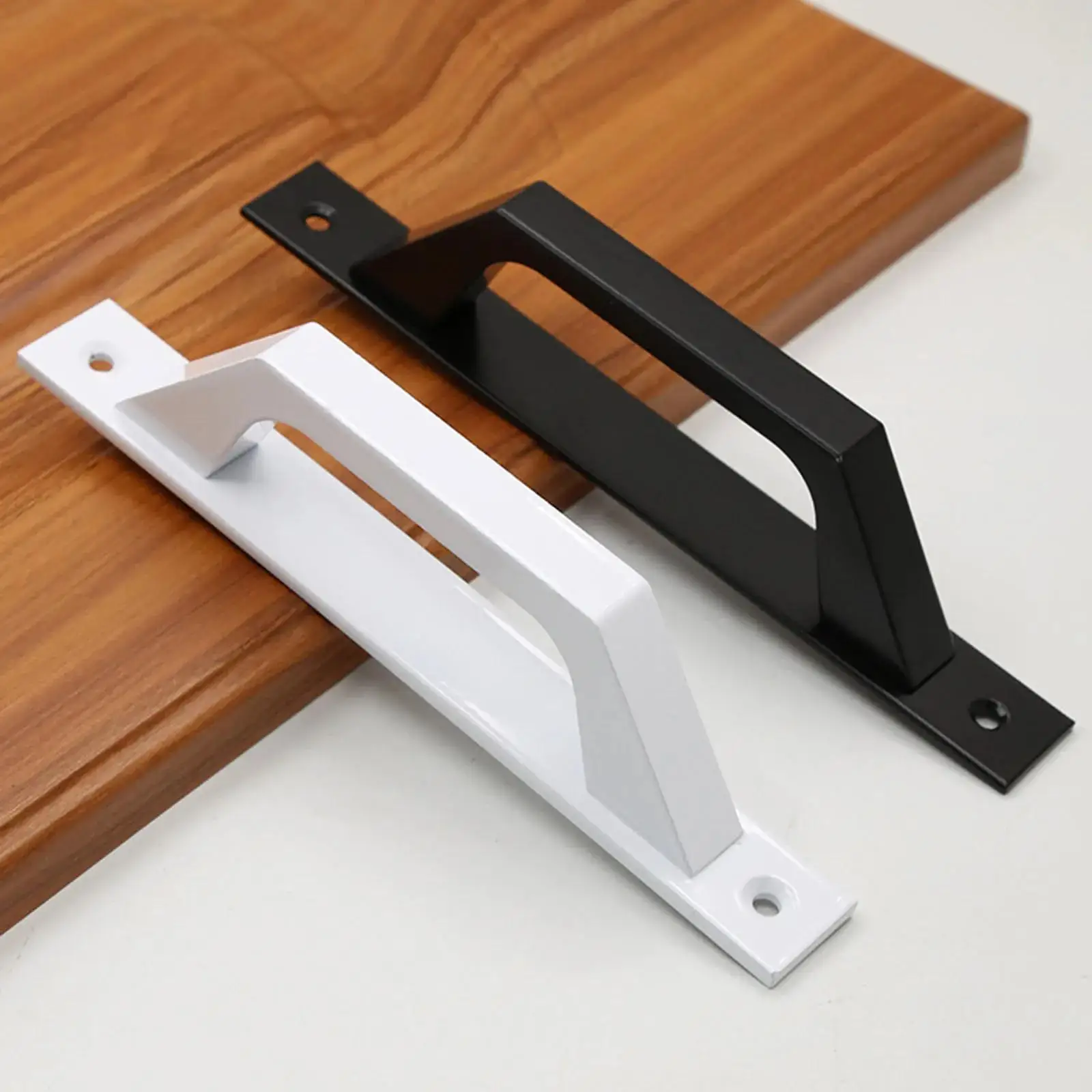 Description Picture 3 of item1pc Barn Door Pull Handle,Heavy Duty Black Iron Sliding Push Pull,Gate Shed Garage Cabinet Door Handle, Alloy Furniture Hardware