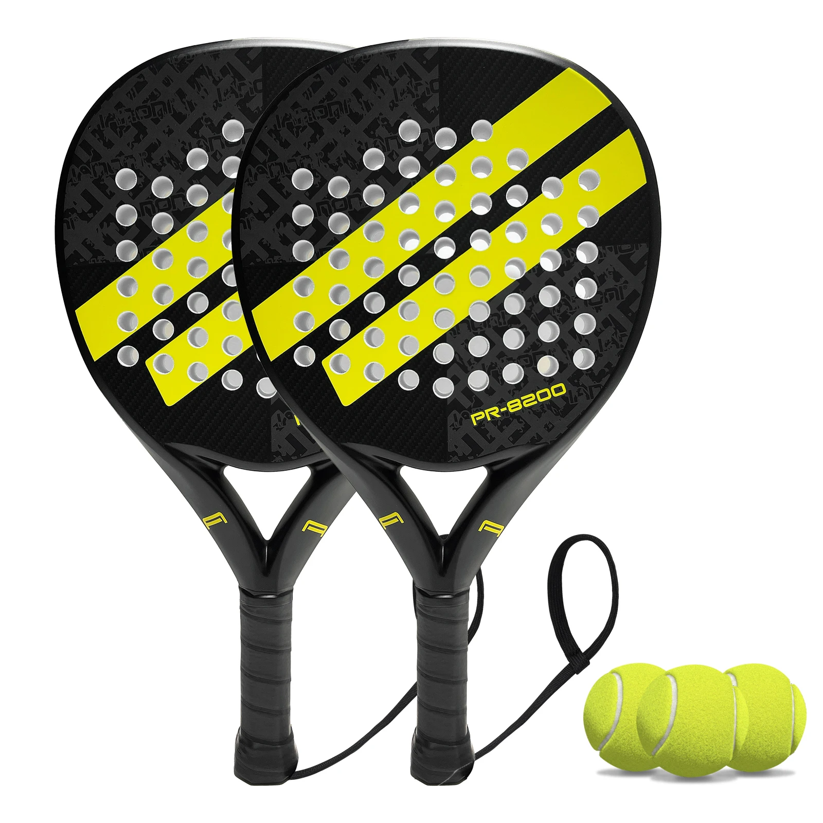 IANONI Padel Racket Set With 3 Balls Carbon Fiber Surface with EVA Memory Flex Foam Core Lightweight Padel Racquet