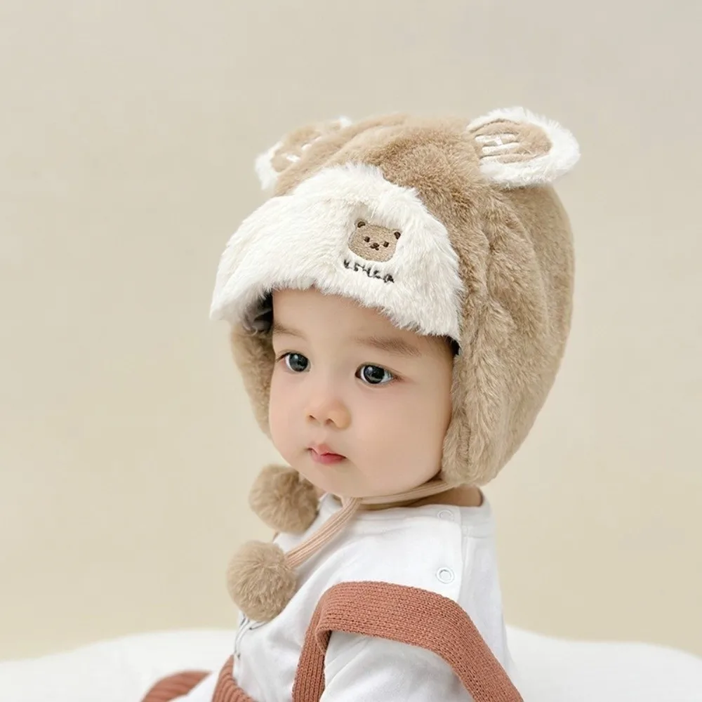 New Warm Pullover Cap Coldproof Cute Bear Beanie Hat Knitted Windproof Ear Protection Hat