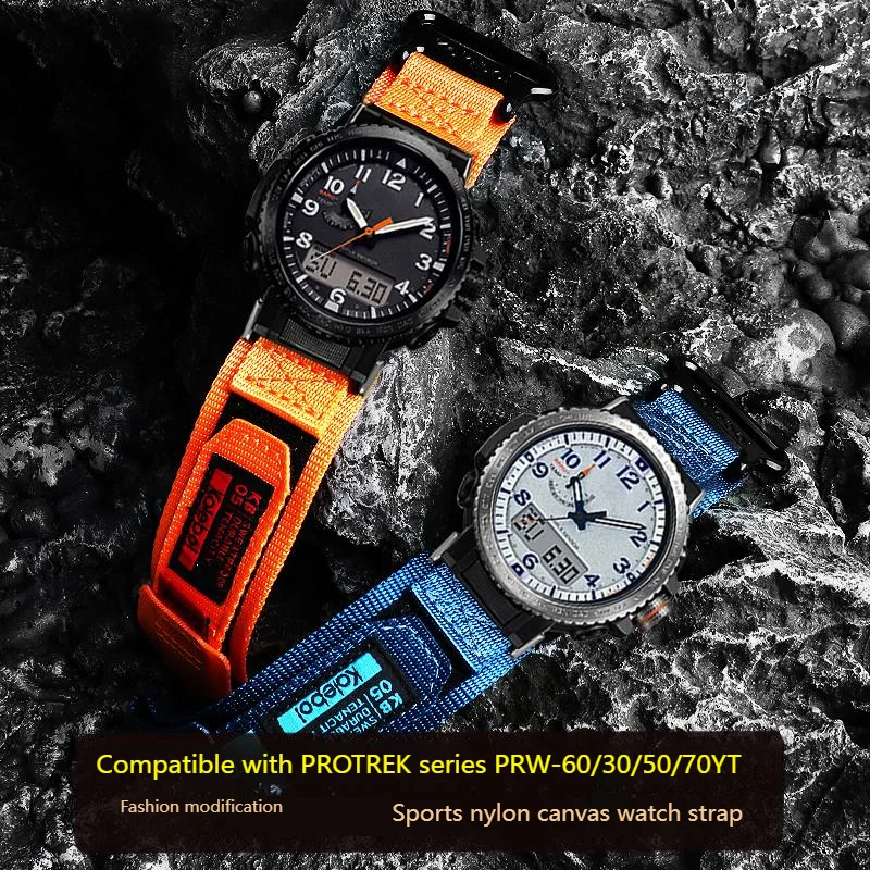 Casio Sports Waterproof Nylon Canvas Climbing Watch Strap, 23mm Men's Edition