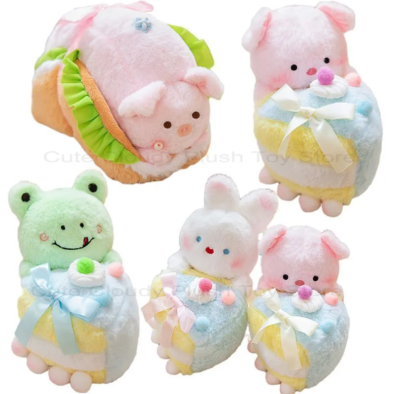 

Kawaii Sweet Hamburg Bunny Frog Pig Plush Toy Cute Snack Cake Stuffed Food Plushies Doll Anime Soft Kids Toys Girls Room Decor