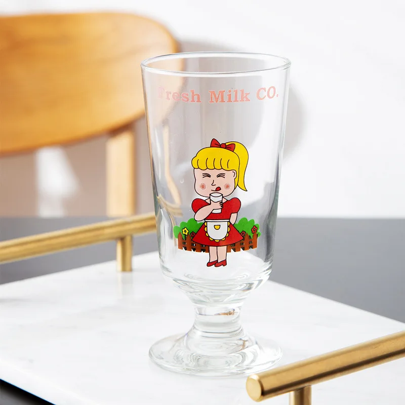 

280ML Korean Cute Girl Transparent Glass Cup Tall Water Cup Ins Wind Juice Cold Drink Cup Milk Cup Home Wine Glass