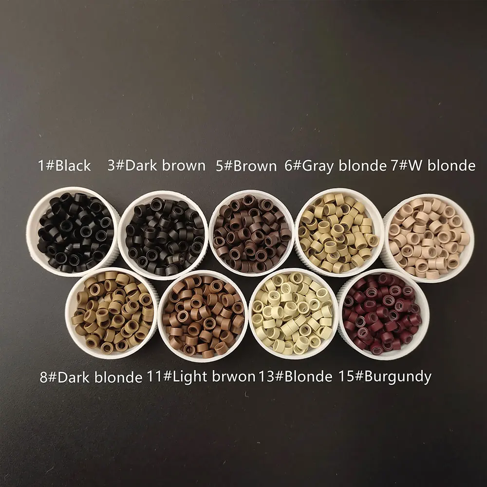 1000Pcs 5.0*3.0*3.0mm Micro Silicone Lined Rings/Links/Beads MICRO Ring Link Crimp Beads Hair Extensions Tools 5
