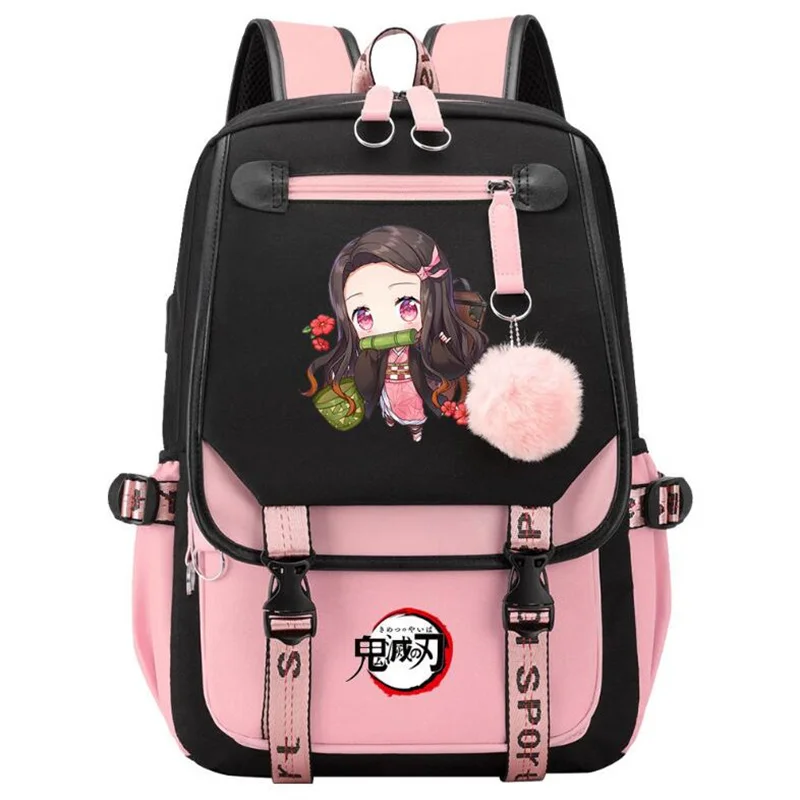 

Demon Slayer Nezuko Tanjirou Backpack Schoolbag Anime Fashion USB Laptop Bag Men Women Rucksack Travel Shoulder Outdoor Bags