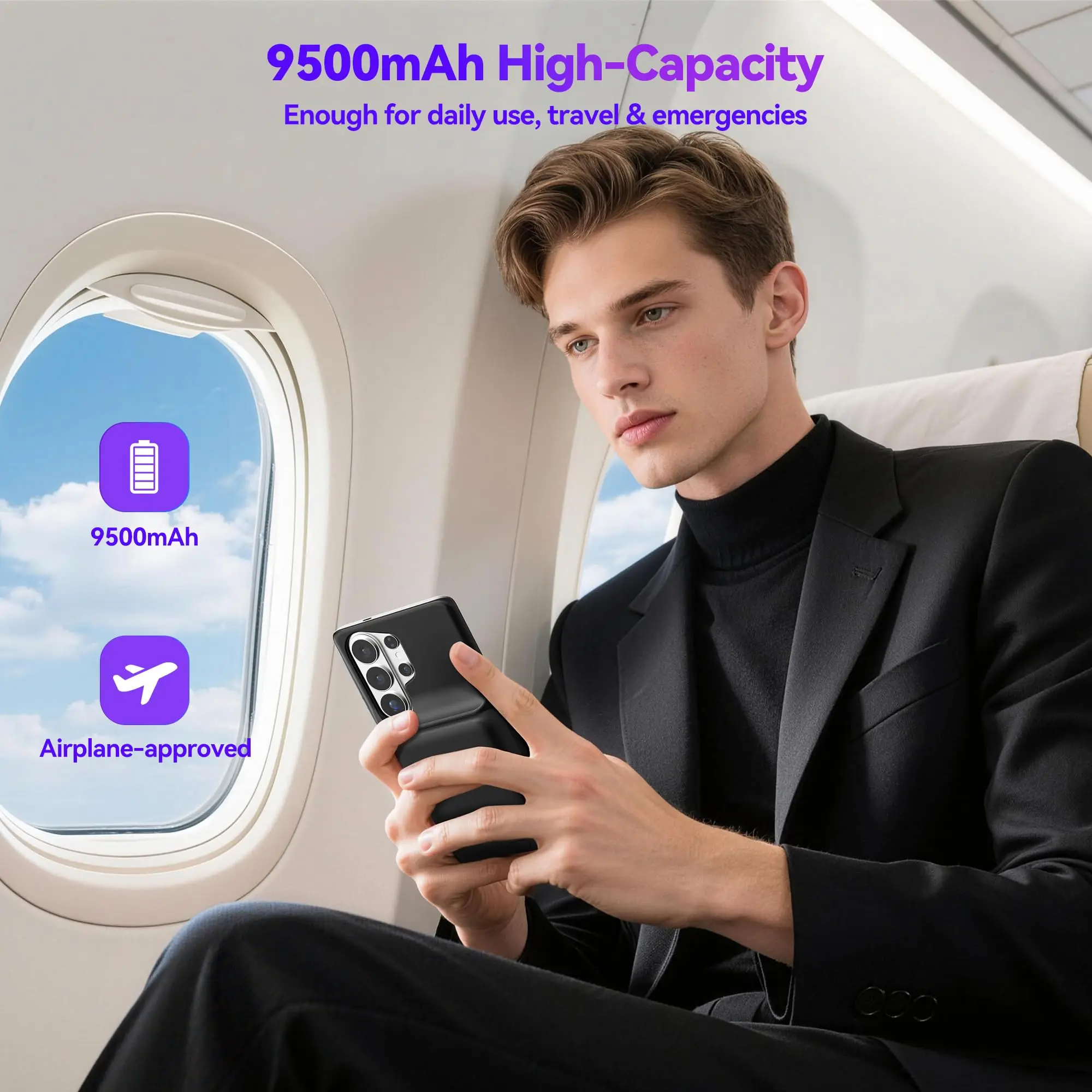 뉴더리 삼성 갤럭시 S26 울트라 배터리 케이스 9500mAh Qi 무선 충전 보조배터리 케이스 업그레이드