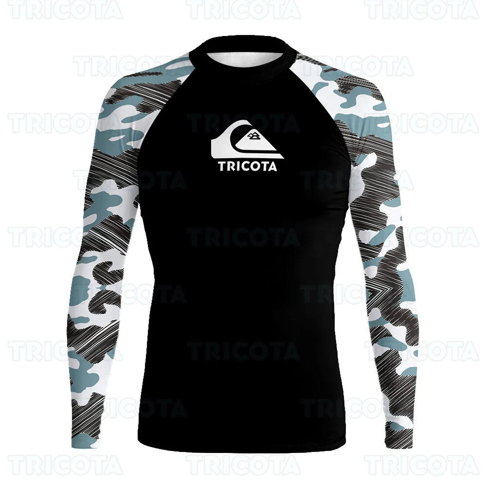 Rash Guard Surfing Shirts Men Uv Protection Swimwear Long Sleeve Basic Skins Diving Tops Fitness Beach Jersey T-shirt UPF 50+
