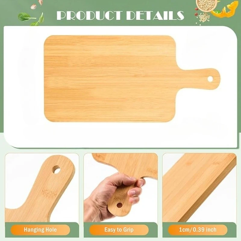 Bamboo Wooden Cutting and Serving Board with Handle for Kitchen and Charcuterie