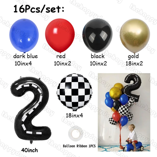 Ballon en damier noir et blanc en aluminium, fourniture de décoration pour  fête sur le thème de la course, 18 pouces, 1 à 5 pièces - AliExpress