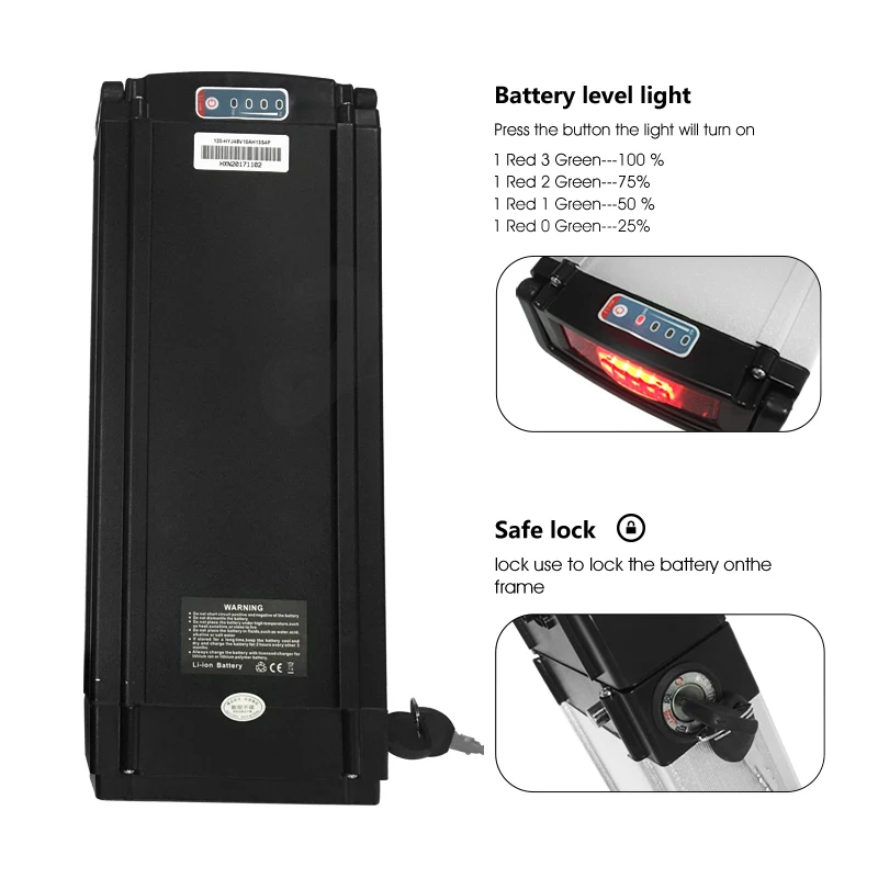 24V 36V 48V Rear Rack Battery 10.4Ah 12Ah 13Ah 15Ah for E-GO KEOLA Stella Wondervel Double Luggage Electric Cruiser Bicycle