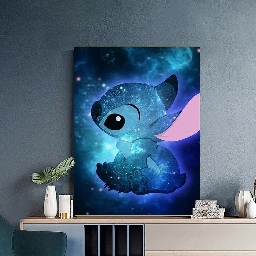 Peinture mosaïque de dessin animé CAN o & Stitch, broderie diamant Disney,  perceuse ronde complète, image d'anime 5D, décoration d'intérieur bricolage