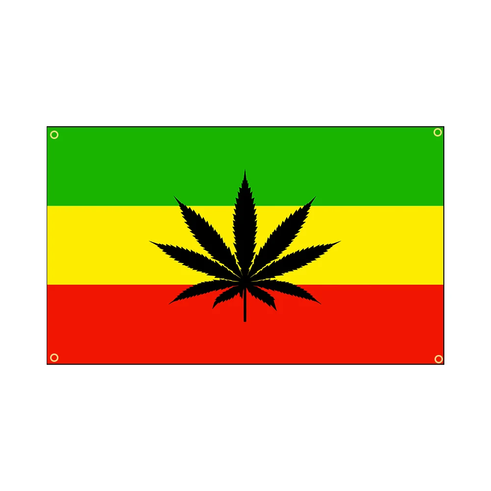 3X5Inline 90X150Cm Foglia Bandiera Colorata Banner Giamaica Rasta Reggae Musica Rock Band Weed Flag