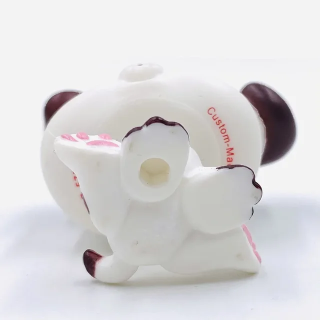 LPS CAT 3CM MINI Custom-made Baby Puppy for Littlest pet shop Bobble head Toy Great Dane #577 Dog White Body Clover Eyes LPSCB 4