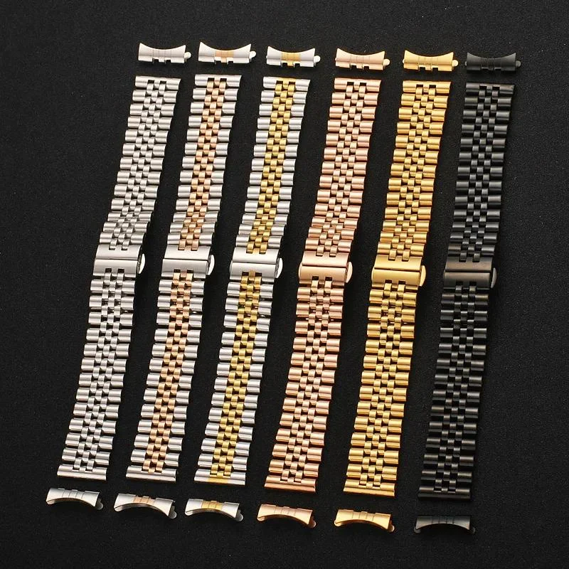 Stainless Steel Solid Watch Band Strap with Hollow Arc Interface