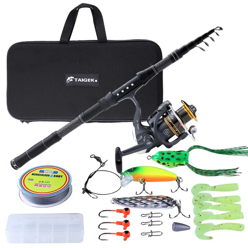 

TAIGEK pole throwing pole sea pole portable 2.1m spinning wheel far throw pole bag briefcase fishing gear set baitcasting combo