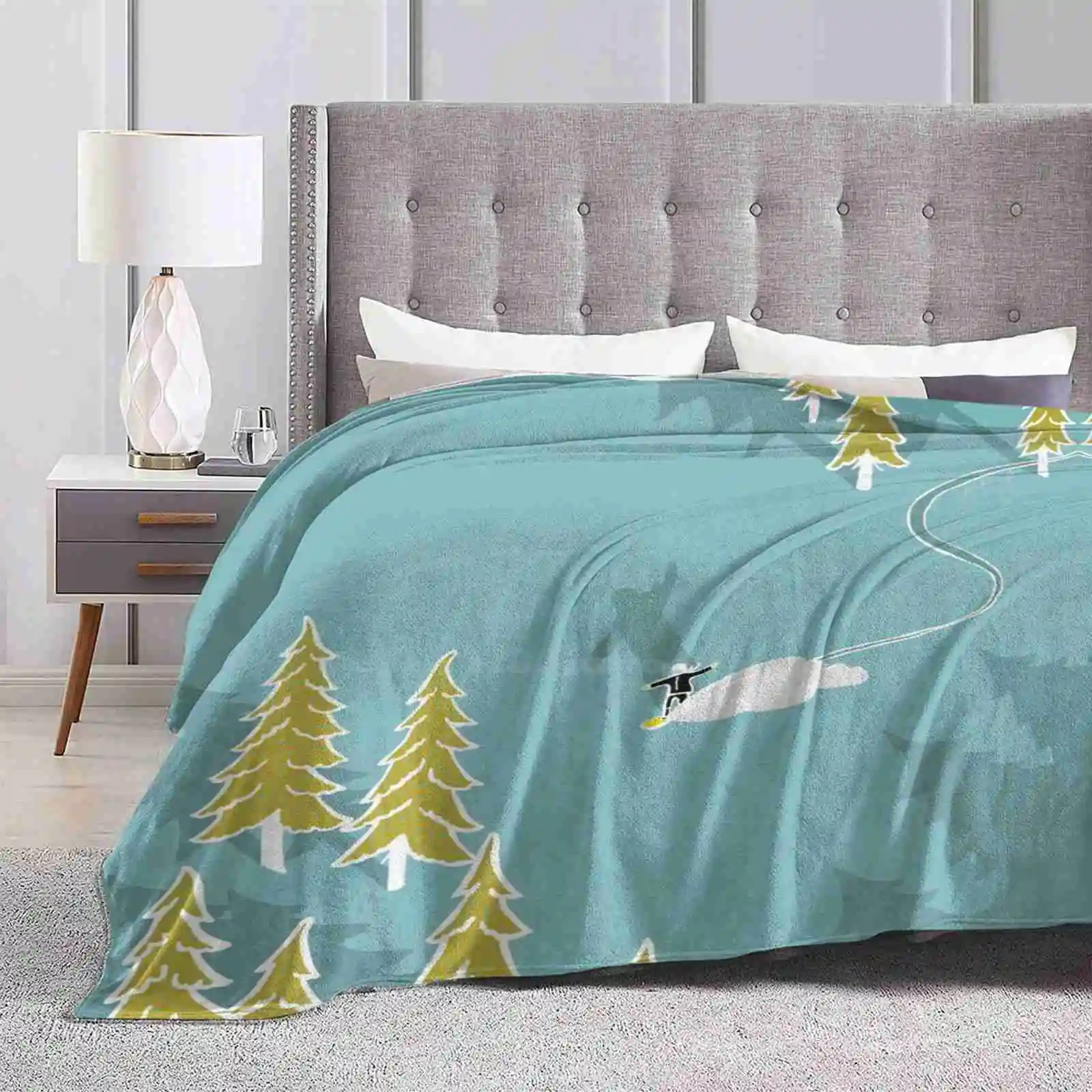 Ragazze Snowboard Ultime Super Soft Warm Light Thin Coperta Ink Pen Snowboard Sci Splitboard Sport Woods Forest Trees