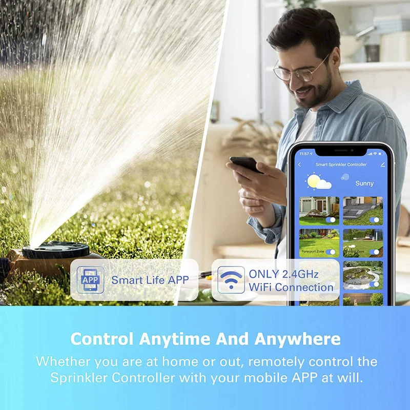 Tuya WiFi Smart Voice Irrigation Controller Irrigation System Solenoid Valve Watering Timer For Google Home, Alexa