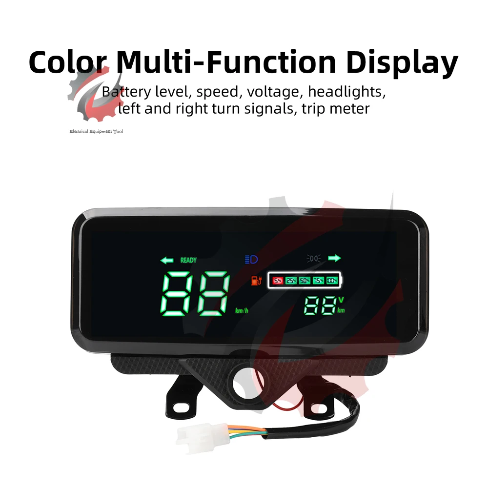 Display LED per Veicoli Elettrici, Tachimetro per Moto 48-72V, Pannello Strumenti Digitale per Triciclo Elettrico e Bicicletta, Componenti per Biciclette