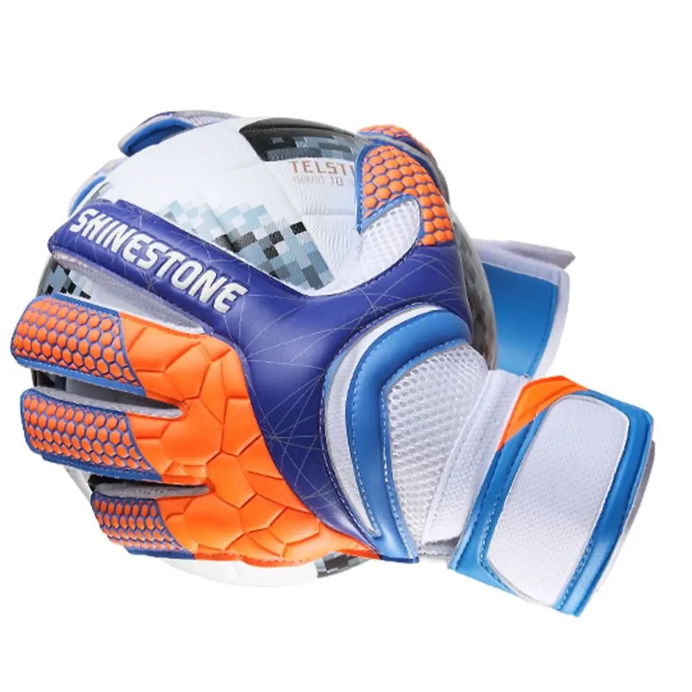 1 Pair Anti-Slip Kids Goalie Gloves Finger Protection Latex Goalkeeper Gloves Cushioning Adjustable Adult/Children/Kids