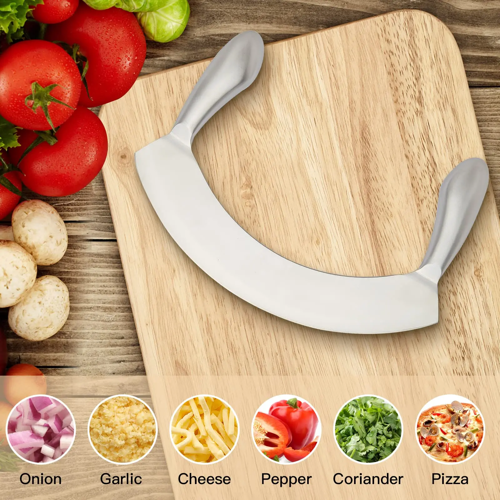Pizza Knife 8.5-inch stainless steel pizza knife Baking Appliance Herb Chopper Fruit and Vegetable salad slicer Kitchen knife Pizza tool