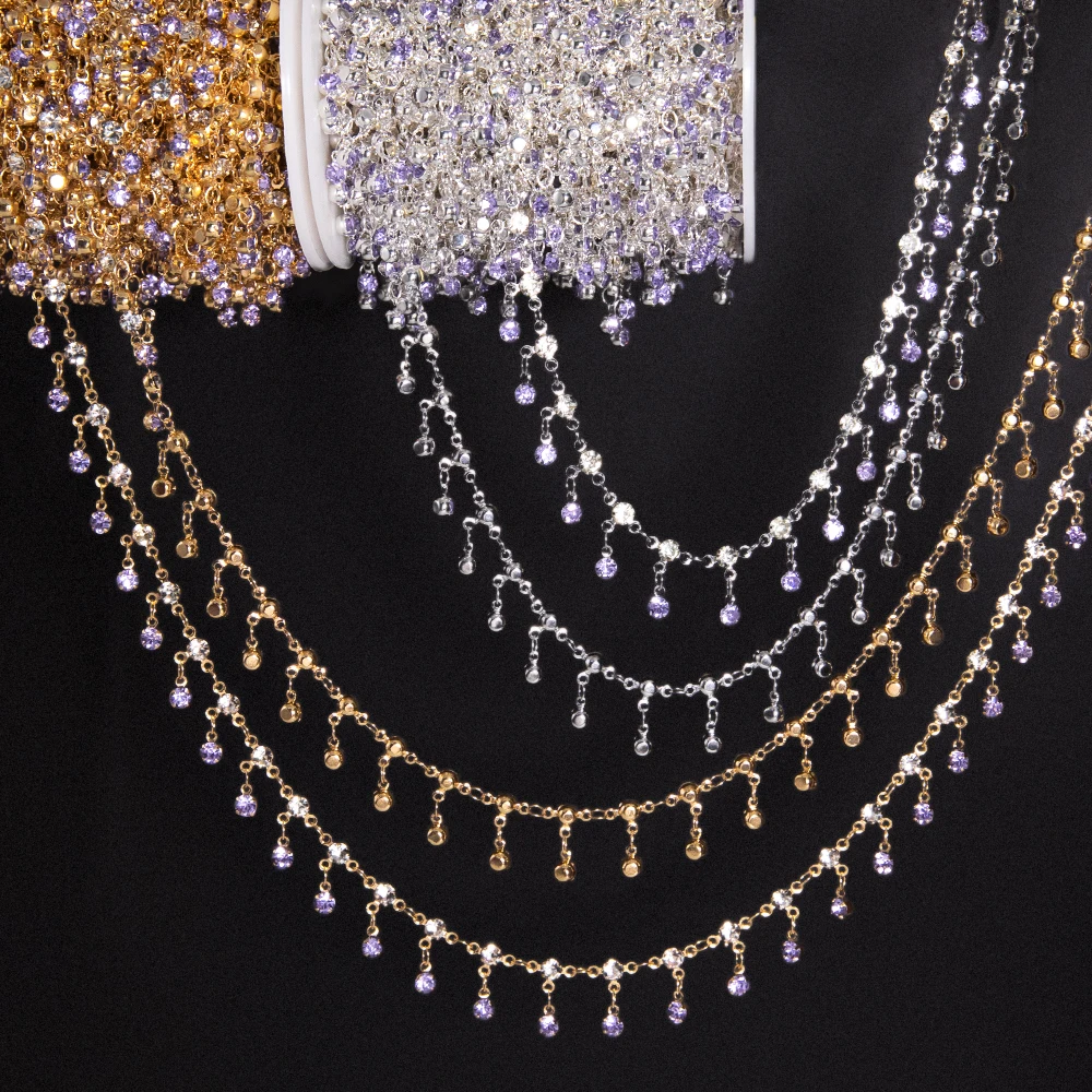 Crystal Bead Copper Chain 2