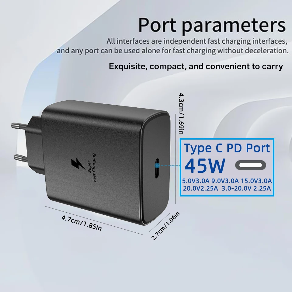 High-Power Samsung USB-C Fast Charger 45W