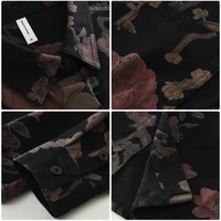 Chemise décontractée à imprimé Floral pour hommes, en coton, ample, à manches longues, en Denim Rose, à la mode, nouvelle collection automne 2025 4